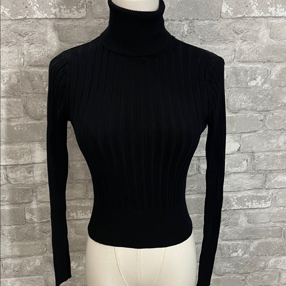 Zara Black Ribbed Knit Turtleneck